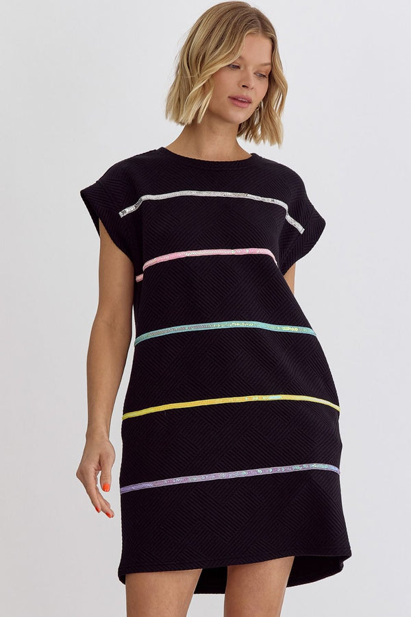Daphne Sequin Stripe Dress