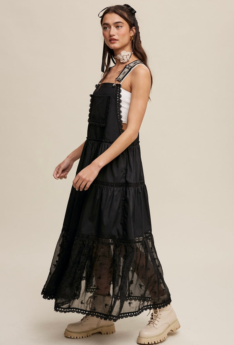 *Preorder* Heidi Crochet Detail Overall Dress